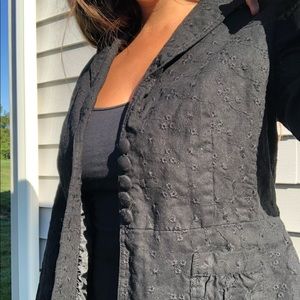 black floral linen blazer